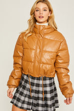Load image into Gallery viewer, &quot;Let&#39;s Get Puffed Up” Faux Leather Puffer Jacket
