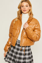 Load image into Gallery viewer, &quot;Let&#39;s Get Puffed Up” Faux Leather Puffer Jacket
