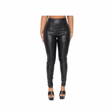 Load image into Gallery viewer, “Straight Shooter” Black Vegan Leather Leggings
