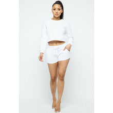 Load image into Gallery viewer, “Get Shorty” Solid Long Sleeve Crop Top and Short Set

