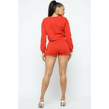 Load image into Gallery viewer, “Get Shorty” Solid Long Sleeve Crop Top and Short Set
