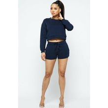 Load image into Gallery viewer, “Get Shorty” Solid Long Sleeve Crop Top and Short Set
