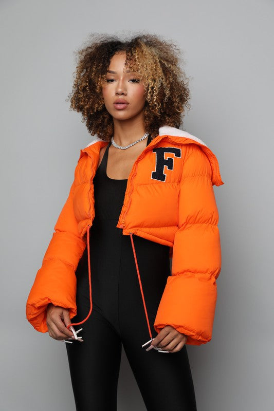 “Fill in the Blank” Cropped Puffer Jacket