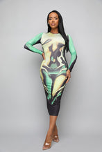Load image into Gallery viewer, &quot;Look but Don&#39;t Touch&quot; Print Midi Dress
