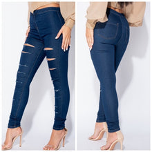 Load image into Gallery viewer, &quot;Gettin’ Ripped&quot; Jeggings in Dark Indigo
