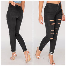Load image into Gallery viewer, &quot;Gettin’ Ripped&quot; Jeggings in Machine Black
