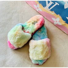 Load image into Gallery viewer, “All About the Fluff” Tie Dye Slide Slippers
