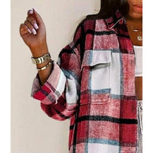 Load image into Gallery viewer, “Flannel Vibes” Oversized Plaid Shirt Jacket

