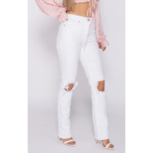 Load image into Gallery viewer, &quot;White Listed&quot; Ripped Knee Straight Leg Jeans
