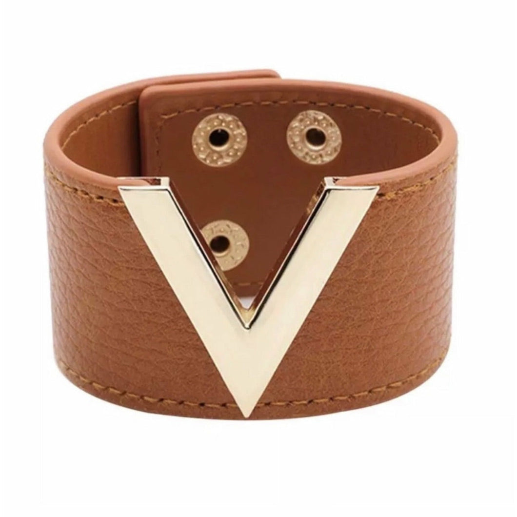 “Deep V” Faux Leather Bracelet