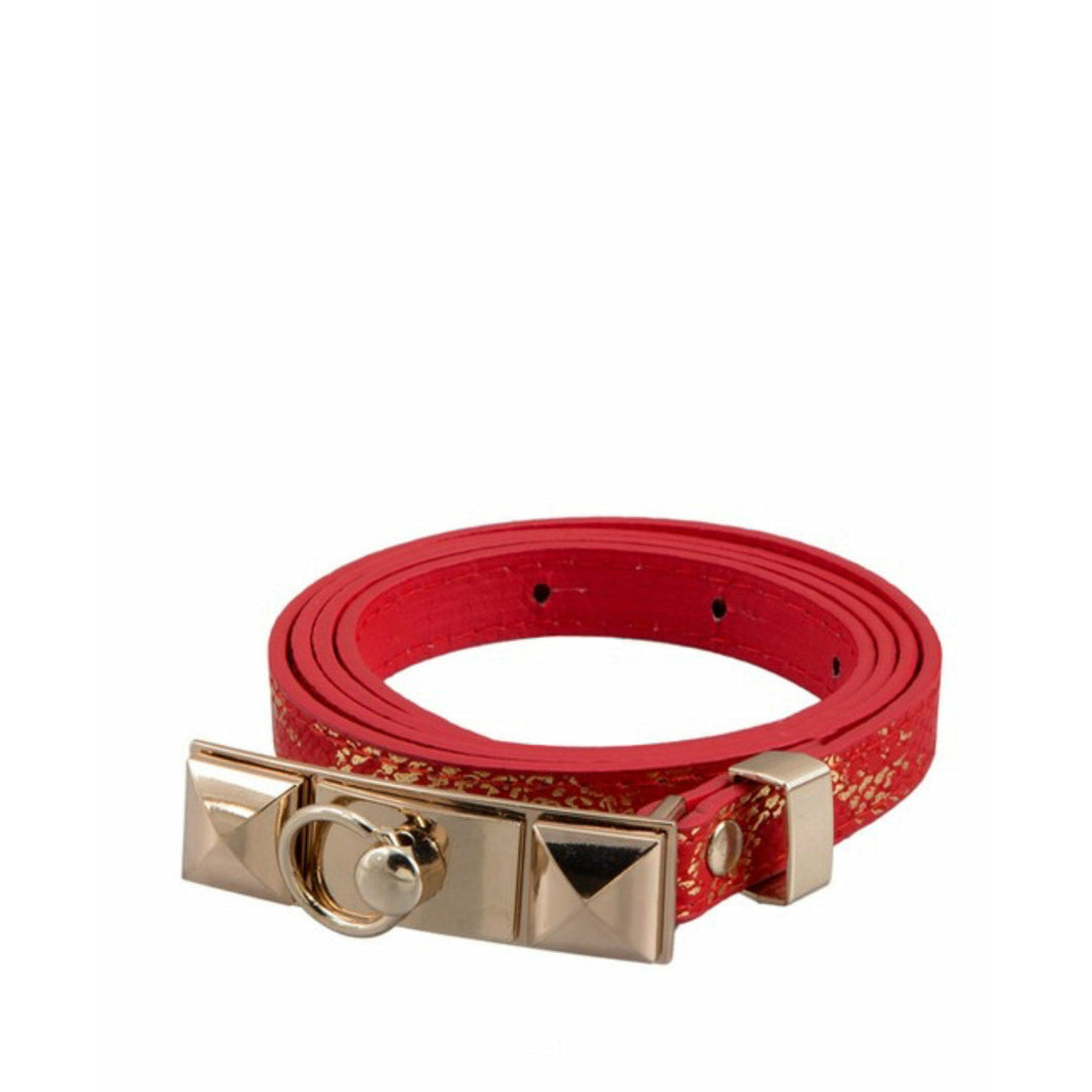 “Locked & Studded” Red Skinny Accent Belt