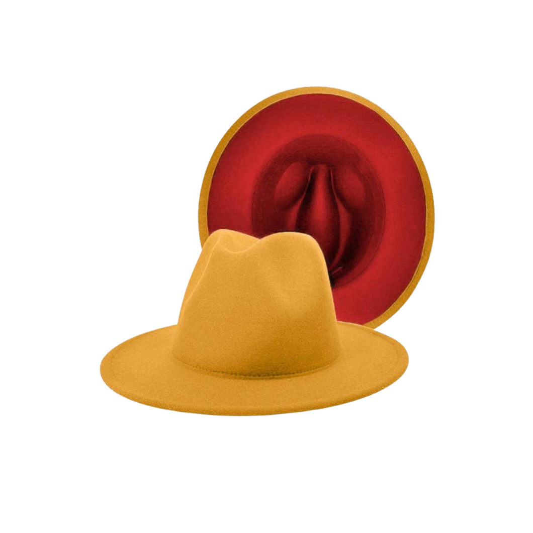 “Red Bottom District” Cognac Fedora Hat