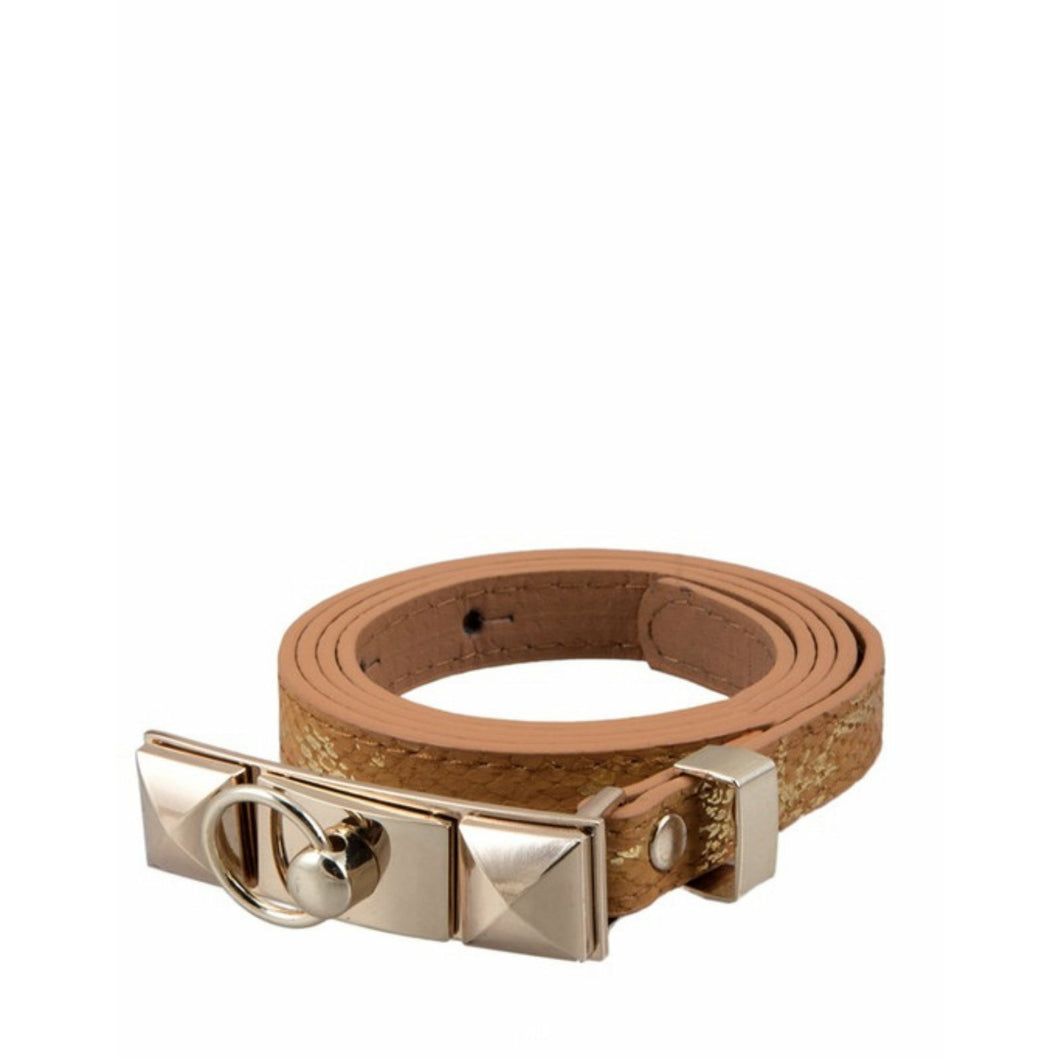 “Locked & Studded” Cognac Skinny Accent Belt