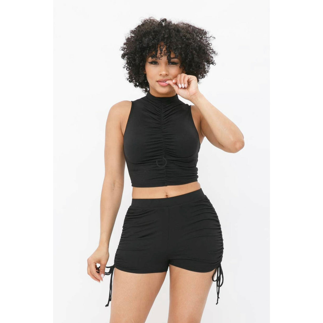 “A Sure Thing” Two Piece Shirring Short Set