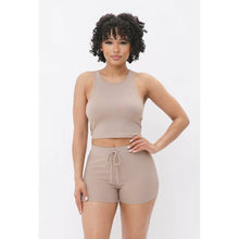 Load image into Gallery viewer, “ Sweet Heat” Two Piece Cropped &amp; Ribbed Short Set
