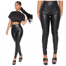 Load image into Gallery viewer, “Straight Shooter” Black Vegan Leather Leggings
