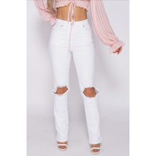Load image into Gallery viewer, &quot;White Listed&quot; Ripped Knee Straight Leg Jeans
