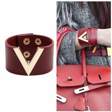 Load image into Gallery viewer, “Deep V” Faux Leather Bracelet
