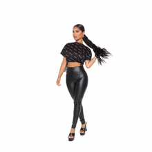 Load image into Gallery viewer, “Straight Shooter” Black Vegan Leather Leggings
