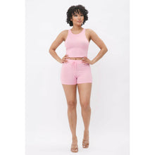 Load image into Gallery viewer, “ Sweet Heat” Two Piece Cropped &amp; Ribbed Short Set
