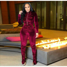 Load image into Gallery viewer, “Wine Me Dine Me” Velour Jogger Set
