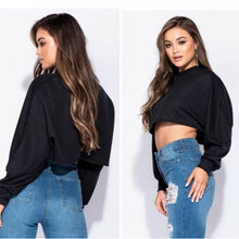 Load image into Gallery viewer, &quot;Crop Me&quot; Batwing Sleeve Cropped Sweatshirt
