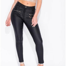Load image into Gallery viewer, &quot;Show Stopper&quot; Leather Look Zippered Jeggings
