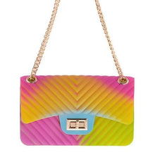 Load image into Gallery viewer, &quot;Skittles&quot; Jelly Quilted Chevron Pattern Handbag
