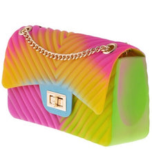 Load image into Gallery viewer, &quot;Skittles&quot; Jelly Quilted Chevron Pattern Handbag
