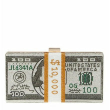 Load image into Gallery viewer, &quot;Break the Bank&quot; Money Stack Rhinestone Clutch
