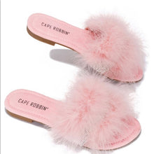 Load image into Gallery viewer, &quot;Barbie World&quot; Faux Fur &amp; Rhinestone Slides
