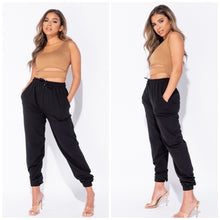 Load image into Gallery viewer, &quot;Jog it Out&quot; Oversized Tie Waist Black Joggers
