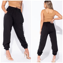 Load image into Gallery viewer, &quot;Jog it Out&quot; Oversized Tie Waist Black Joggers
