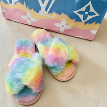 Load image into Gallery viewer, &quot;A Cross Between Colors&quot; Fur Slippers

