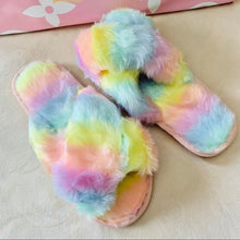 Load image into Gallery viewer, &quot;A Cross Between Colors&quot; Fur Slippers
